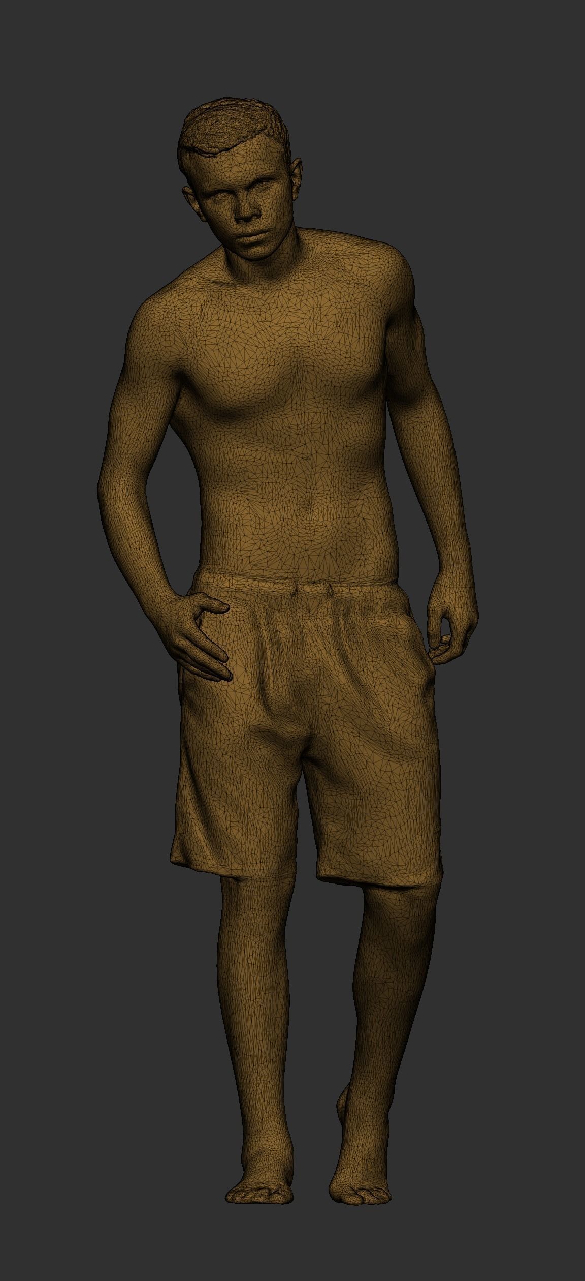 Handsome athletic man in black shorts 122 Low-poly 3D model_6