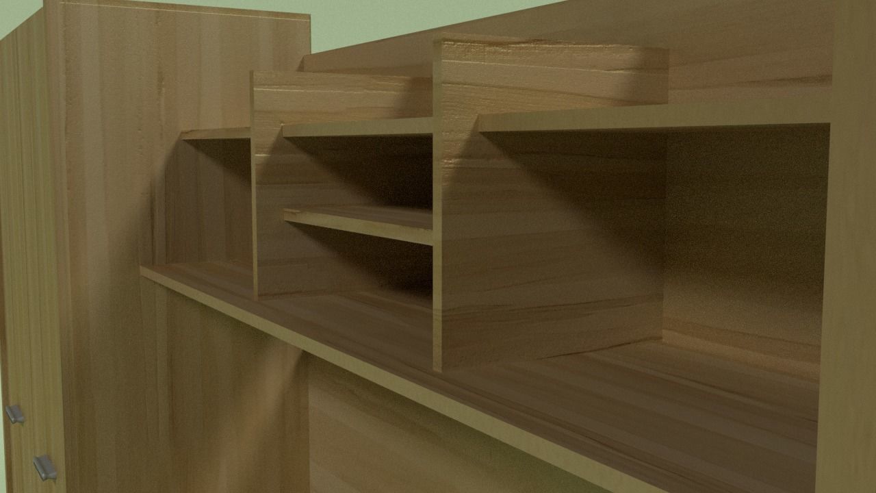 Cupboard wooden cabinet with shelves and drawers Low-poly 3D model_4