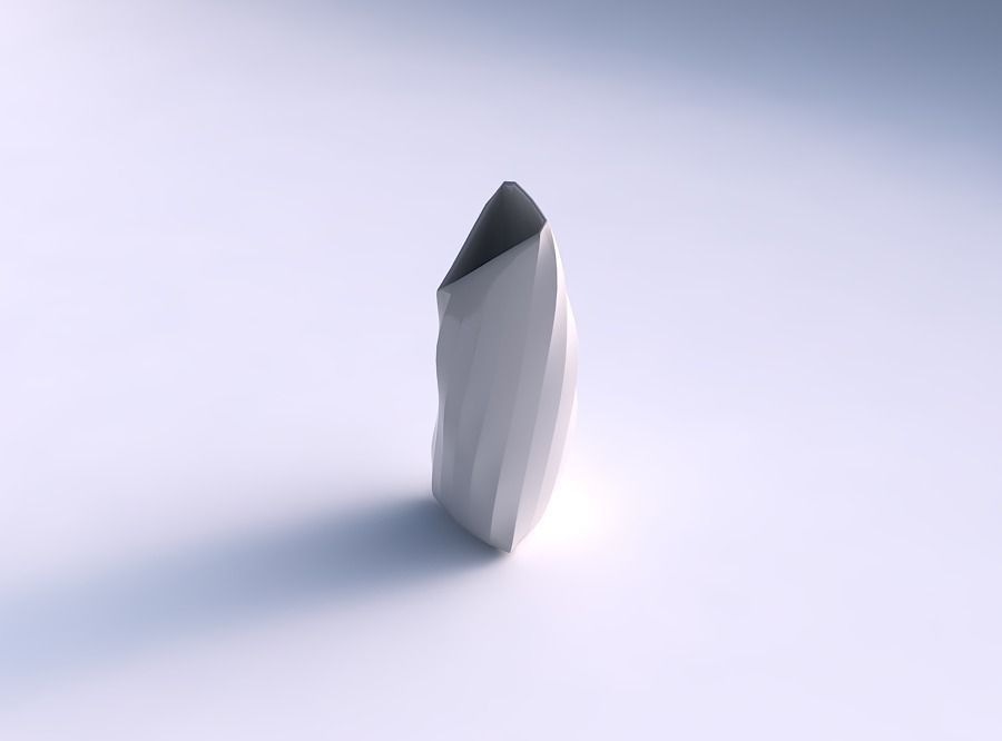 Vase twist tipped triangle with twisted bands 3D print model_0