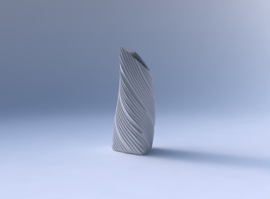 Vase twist tipped triangle with twisted extruded lines 3D print model_4