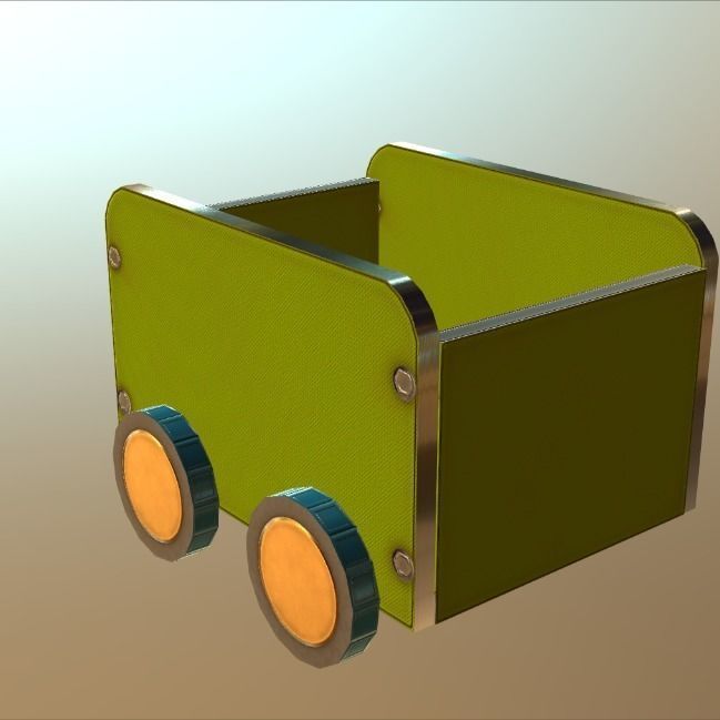 Trolly storage box Low-poly 3D model_3