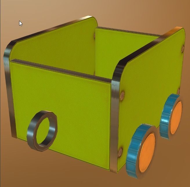 Trolly storage box Low-poly 3D model_4