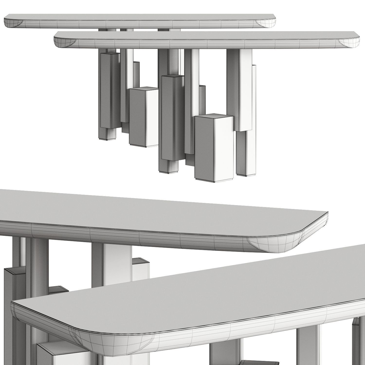 Cattelan Italia Skyline Wood-C Console 3D model_1