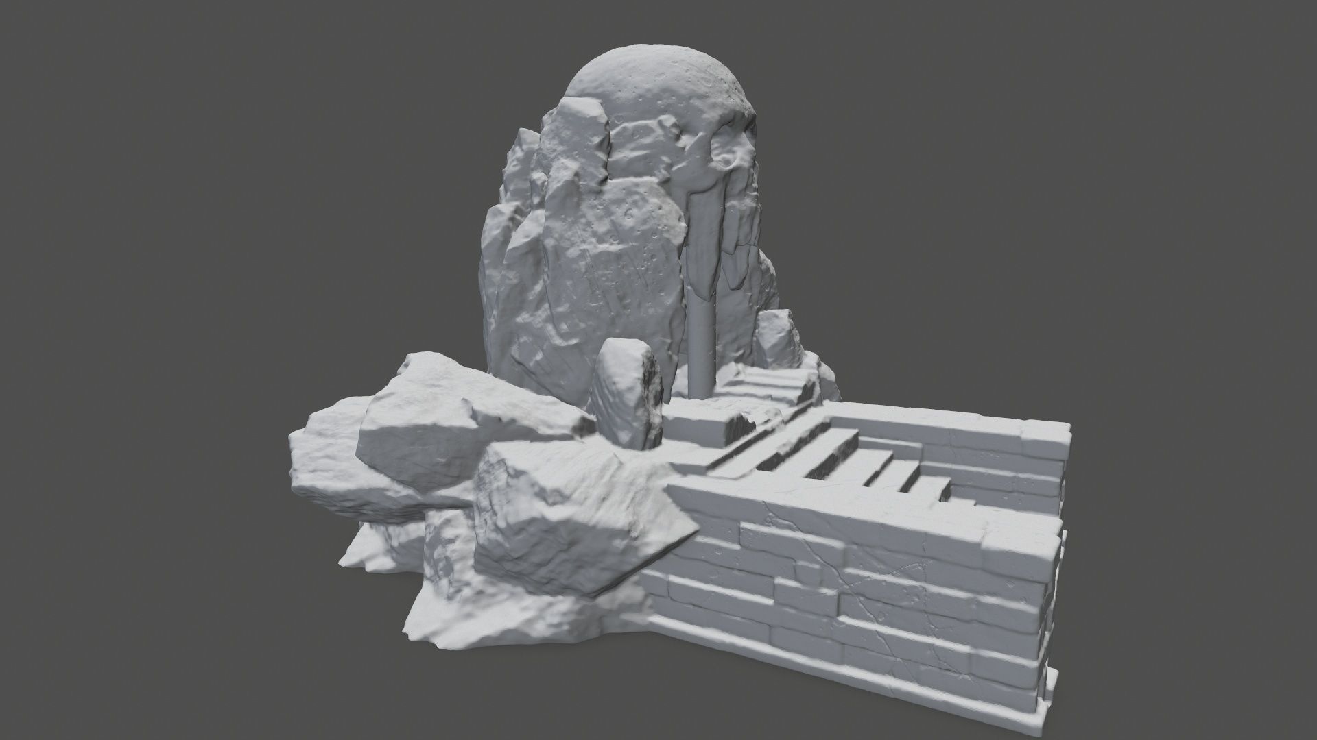 skull cave 3D print model_2