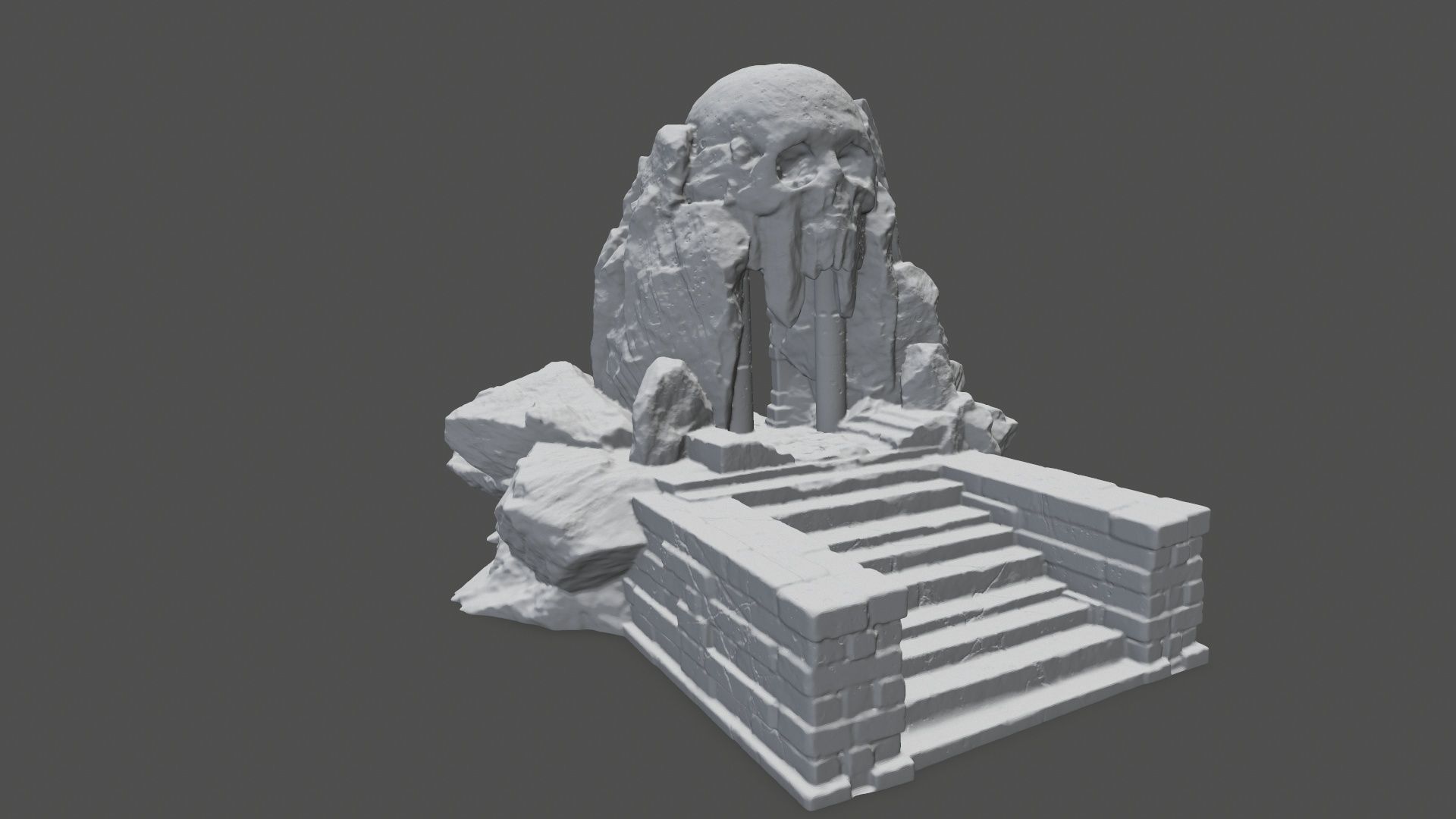 skull cave 3D print model_1