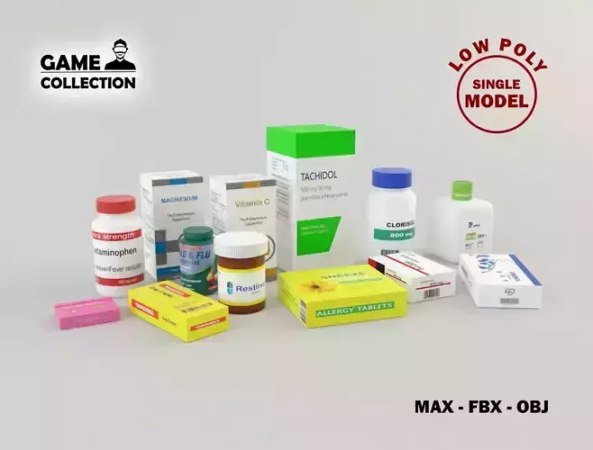 Medicines 1 Lowpoly game medical products