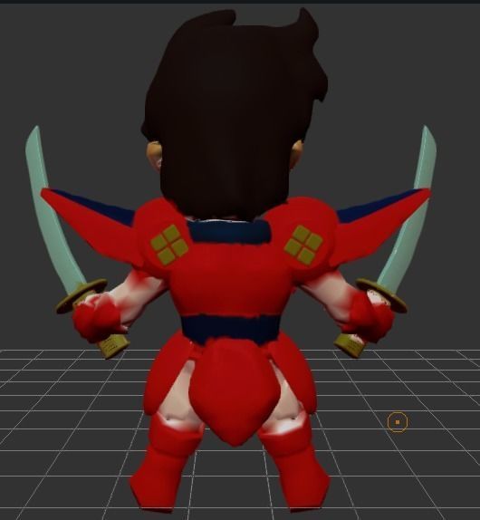 Samuray Warriors Hector Chibi  with base whitout base 3D print model_1