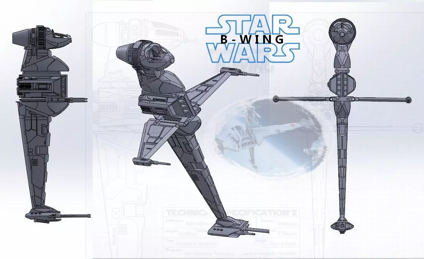 B-wing Star wars model Free 3D print model