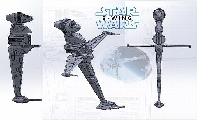 B-wing Star wars model Free 3D print model