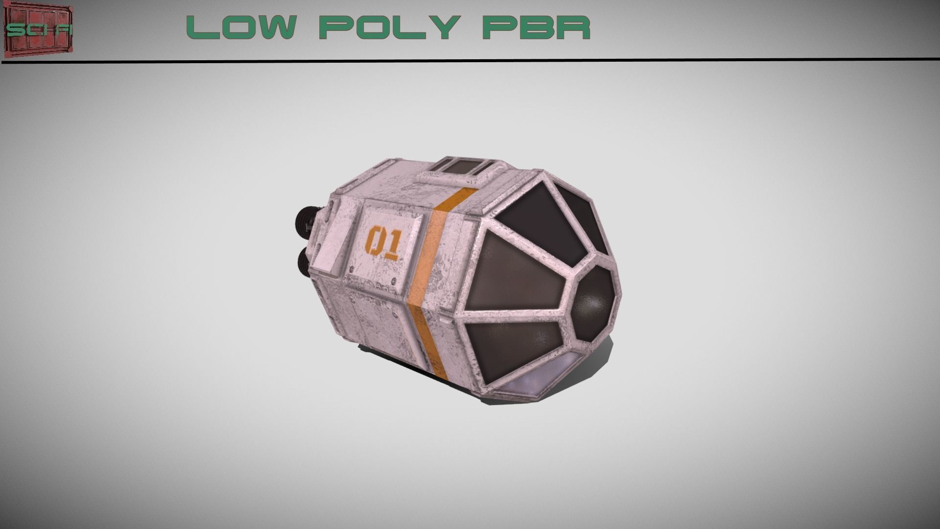 Sci-fi Escape Pod Low-poly 3D model_2