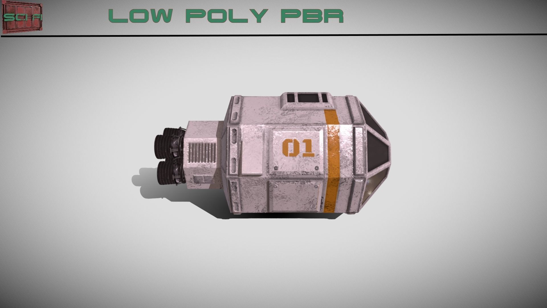 Sci-fi Escape Pod Low-poly 3D model_1