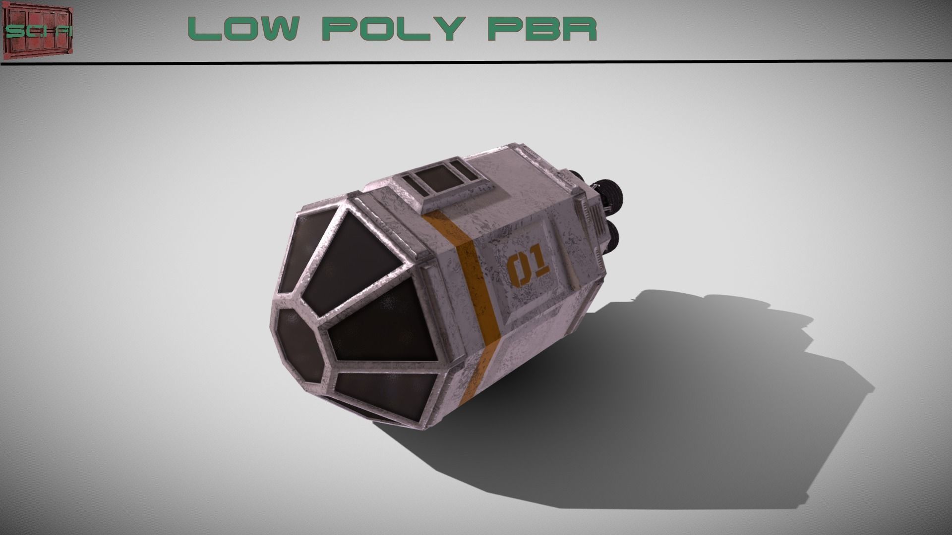 Sci-fi Escape Pod Low-poly 3D model_5