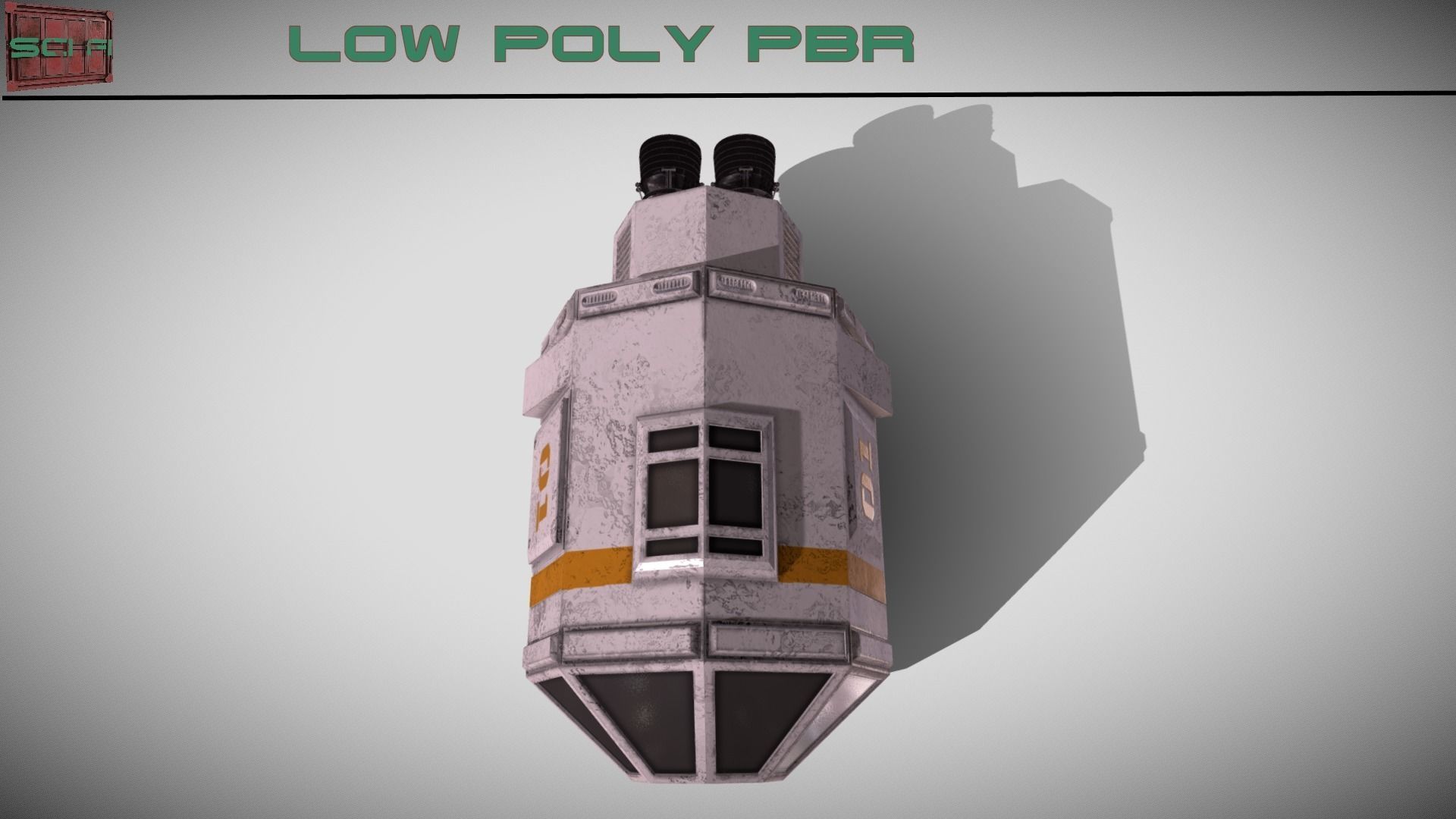 Sci-fi Escape Pod Low-poly 3D model_6