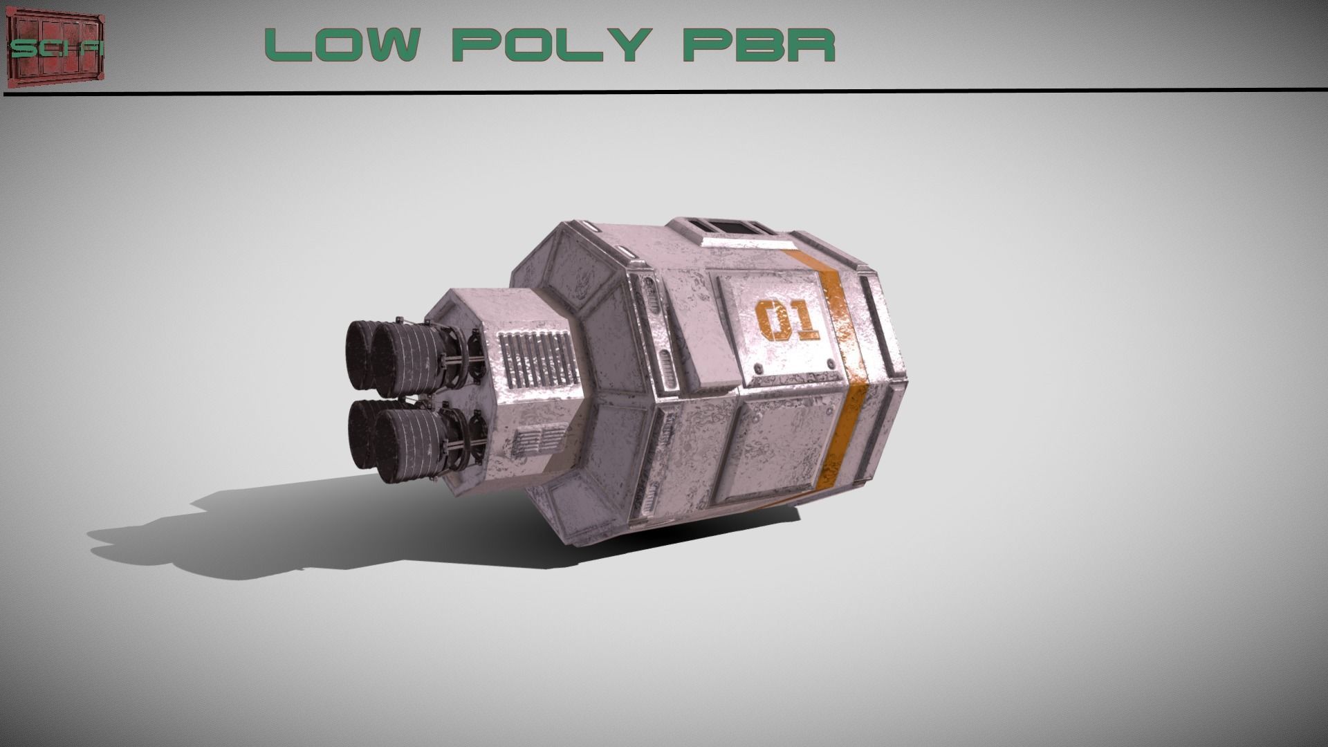 Sci-fi Escape Pod Low-poly 3D model_3