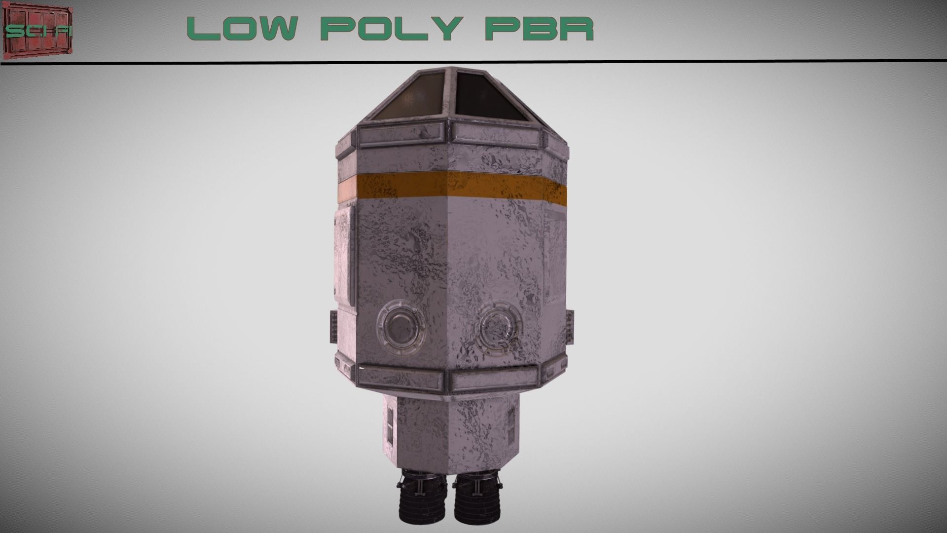 Sci-fi Escape Pod Low-poly 3D model_7