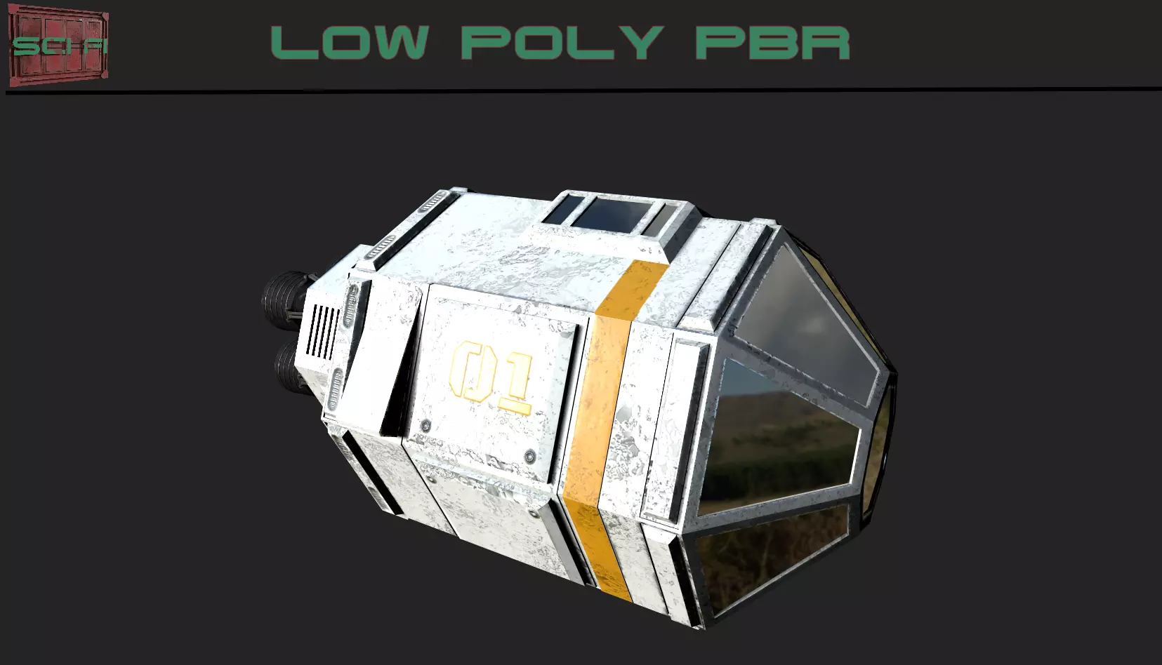 Sci-fi Escape Pod Low-poly 3D model_0