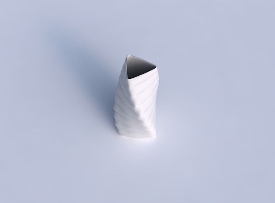 Vase twist triangle with smooth horizontal dents 2 3D print model_1