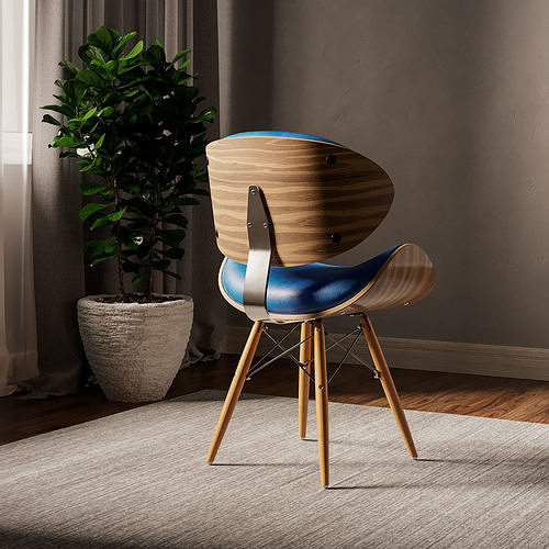Corvus Madonna Mid-century Teal Accent Chair 3D model 2
