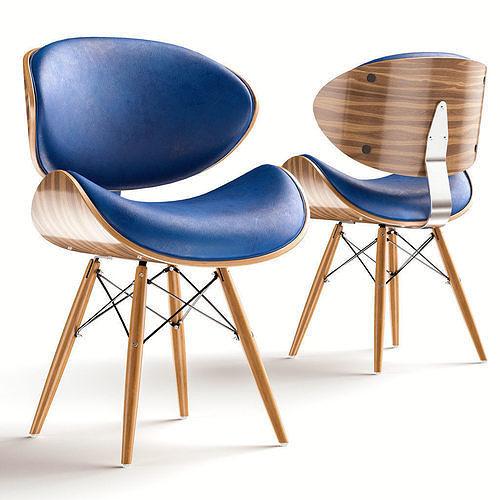Corvus Madonna Mid-century Teal Accent Chair 3D model 3