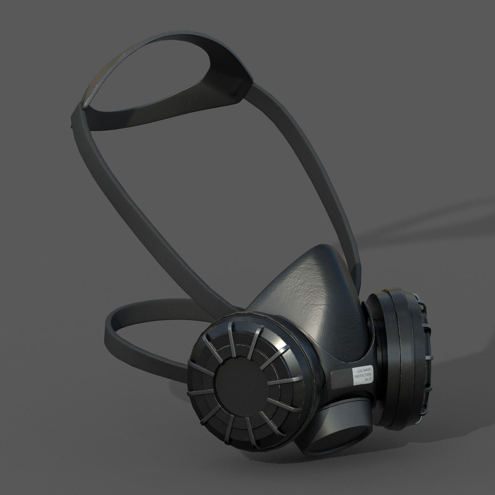 Gas mask respirator military combat fantasy  Low-poly 3D model_5