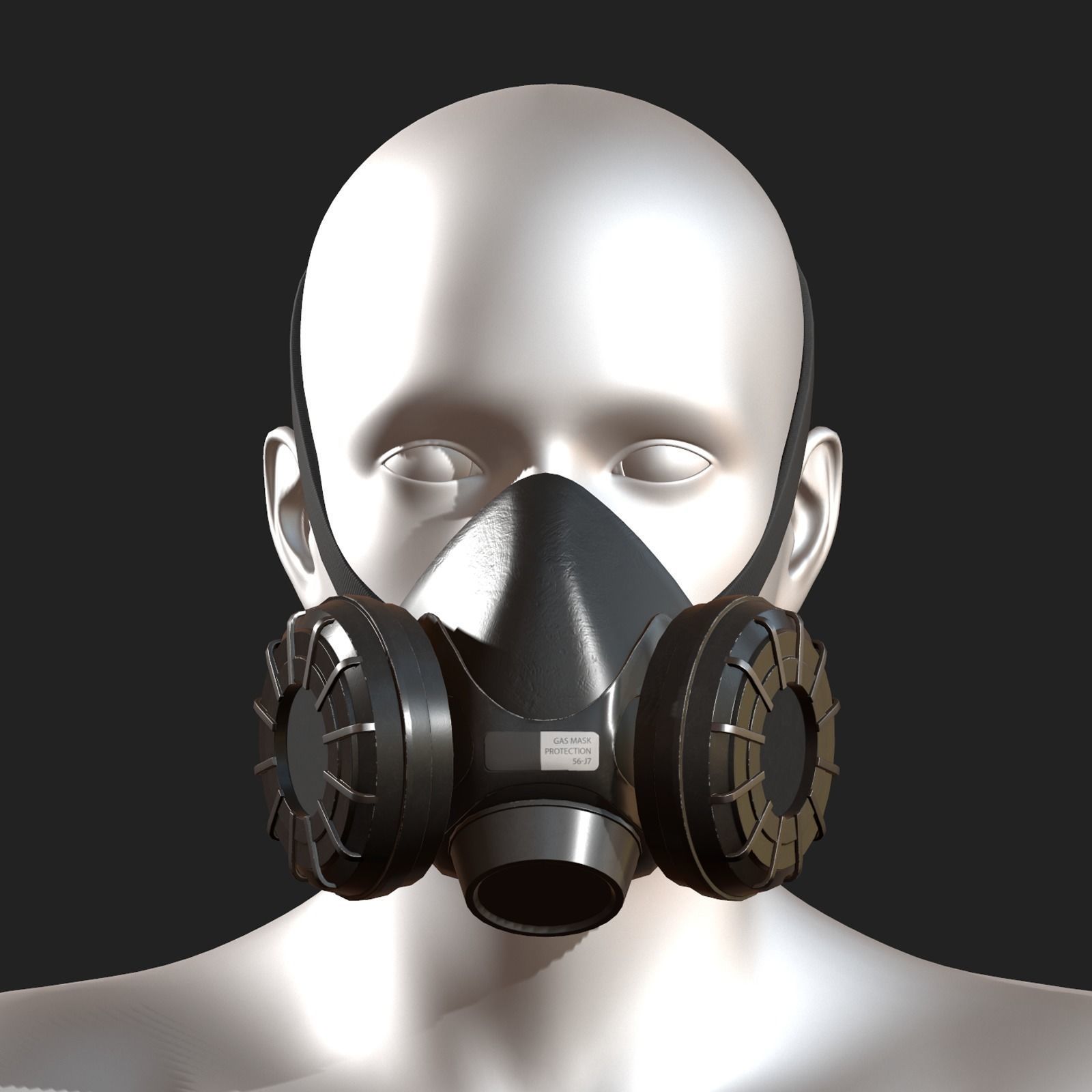 Gas mask respirator military combat fantasy  Low-poly 3D model_1