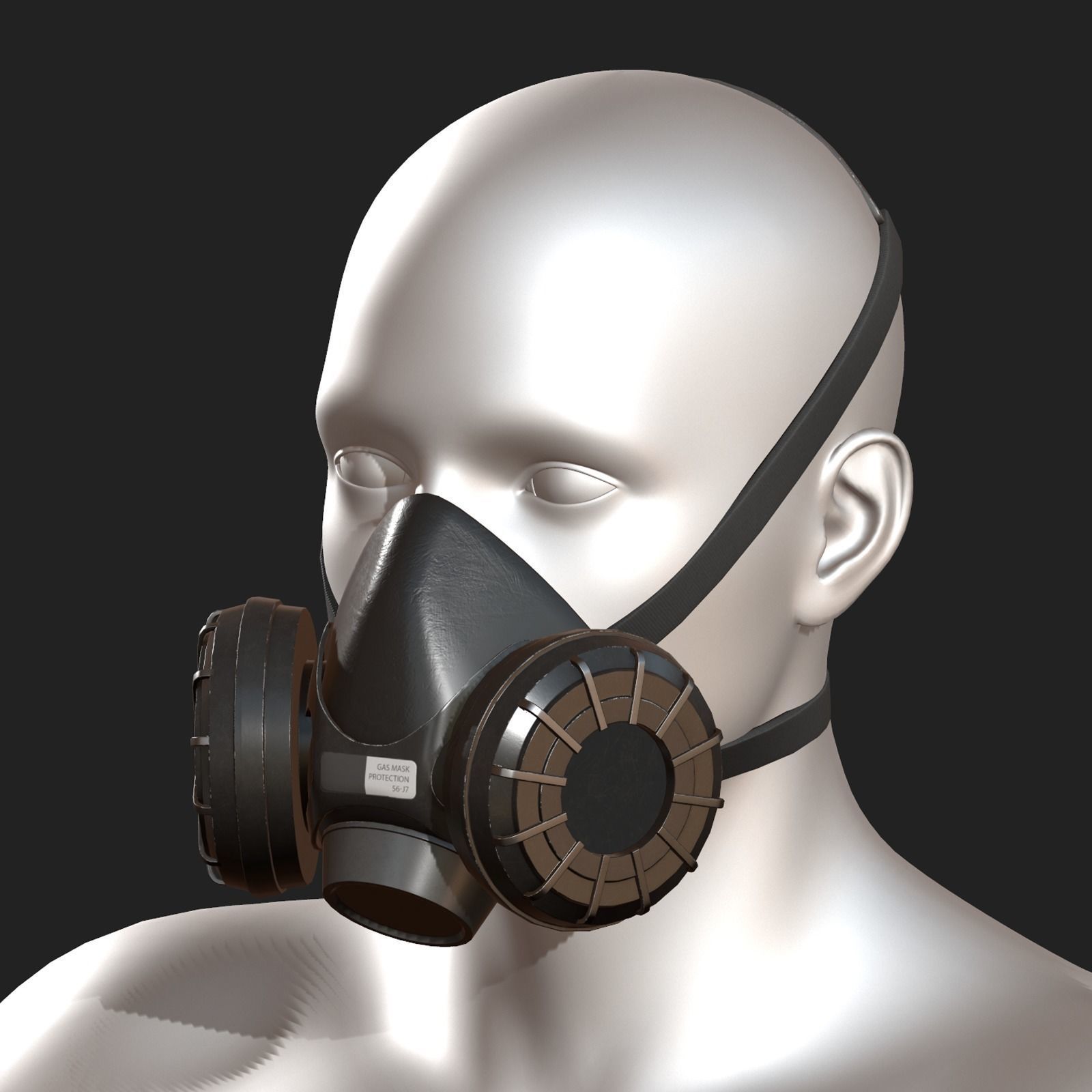 Gas mask respirator military combat fantasy  Low-poly 3D model_2