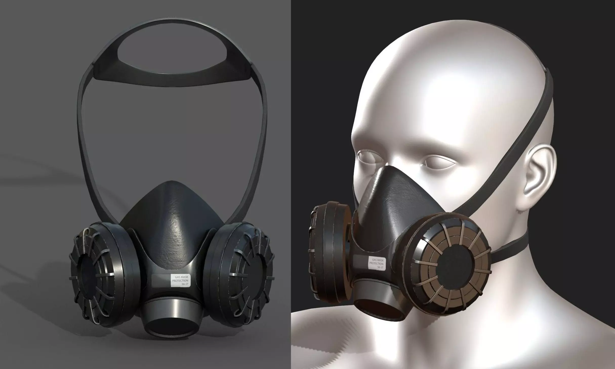 Gas mask respirator military combat fantasy  Low-poly 3D model_0