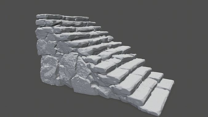 stairs 1 stone wall 3D print model