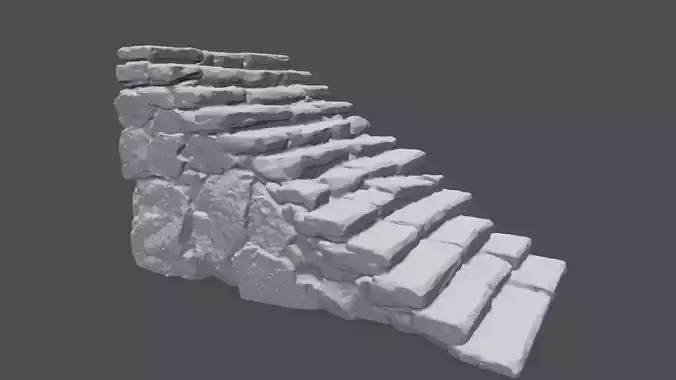stairs 1 stone wall 3D print model