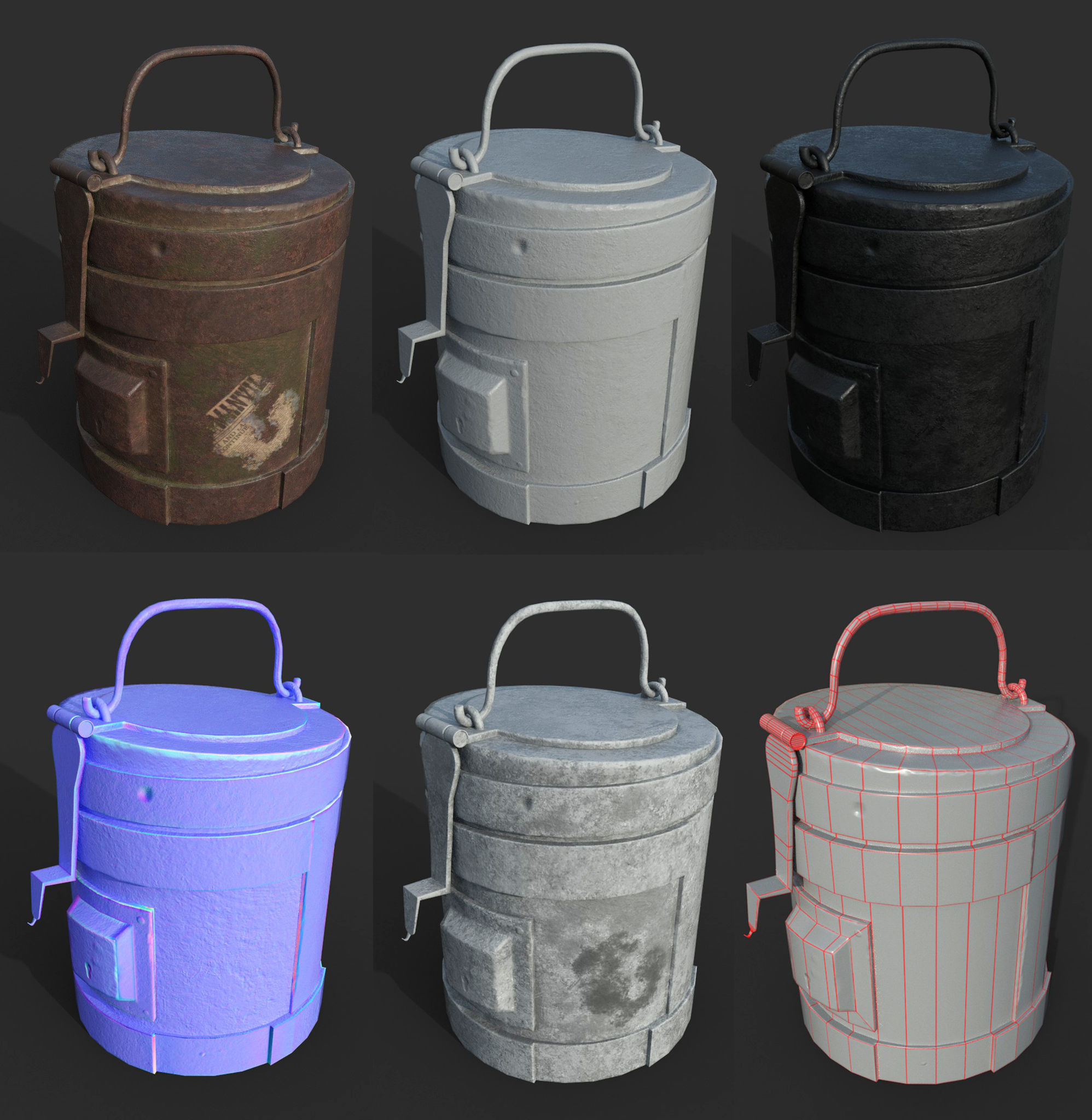 Vintage Rust Box Low-poly 3D model_7