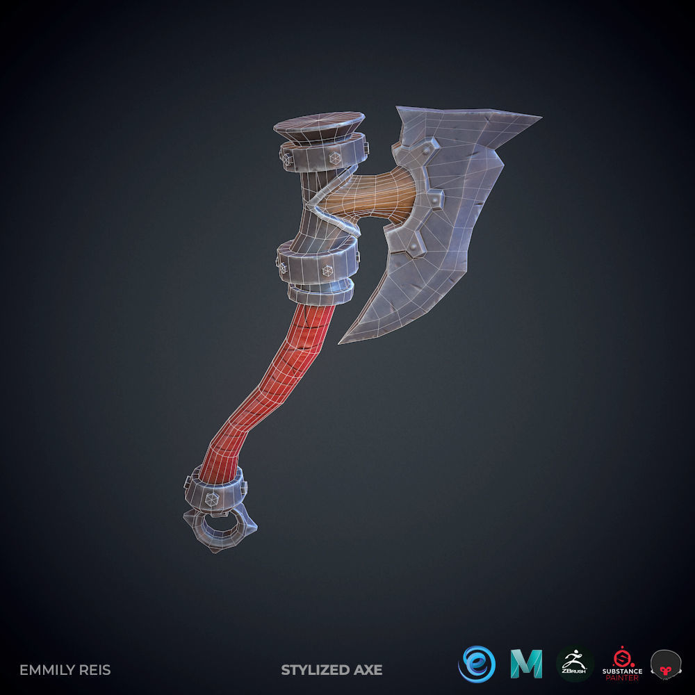 Axe Stylized Low-poly 3D model_4