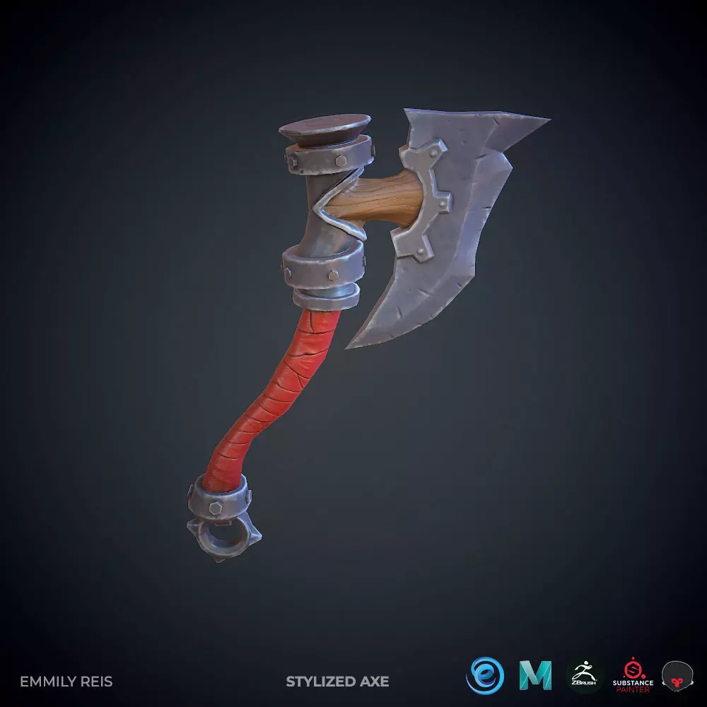 Axe Stylized Low-poly 3D model_0