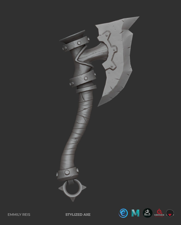 Axe Stylized Low-poly 3D model_3