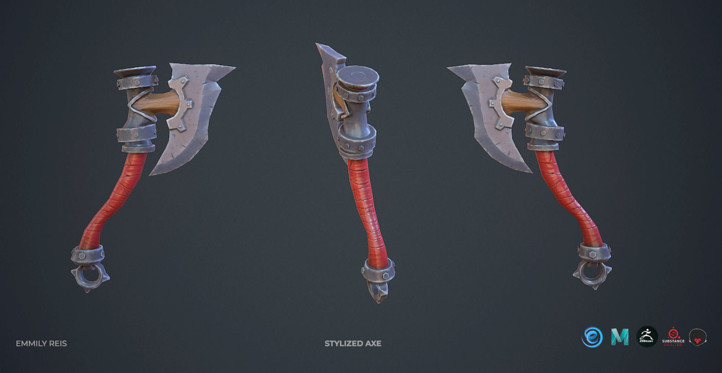 Axe Stylized Low-poly 3D model_2