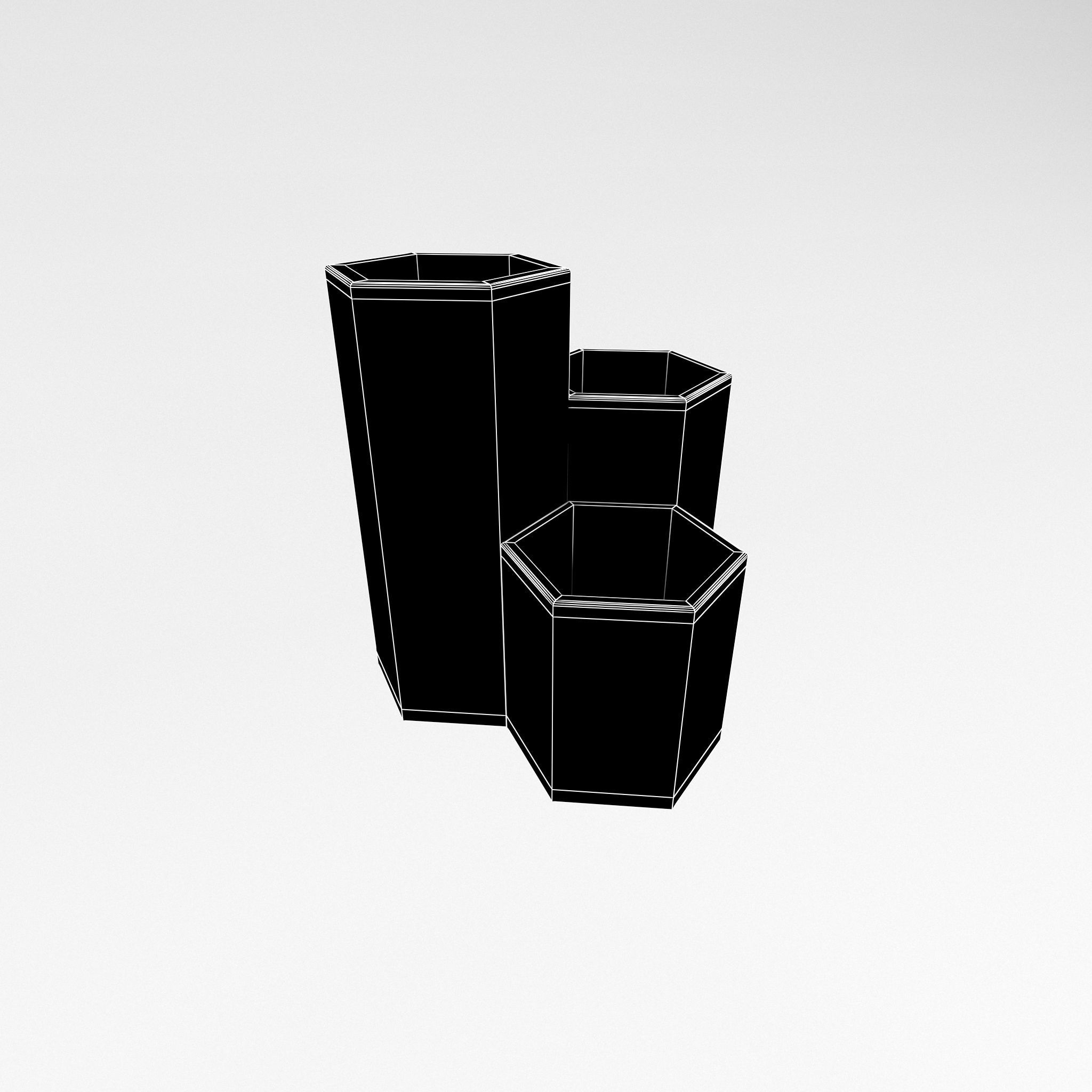 Hexagonal Pen Holder v1 003 Low-poly 3D model_4