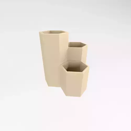 Hexagonal Pen Holder v1 006 Low-poly 3D model