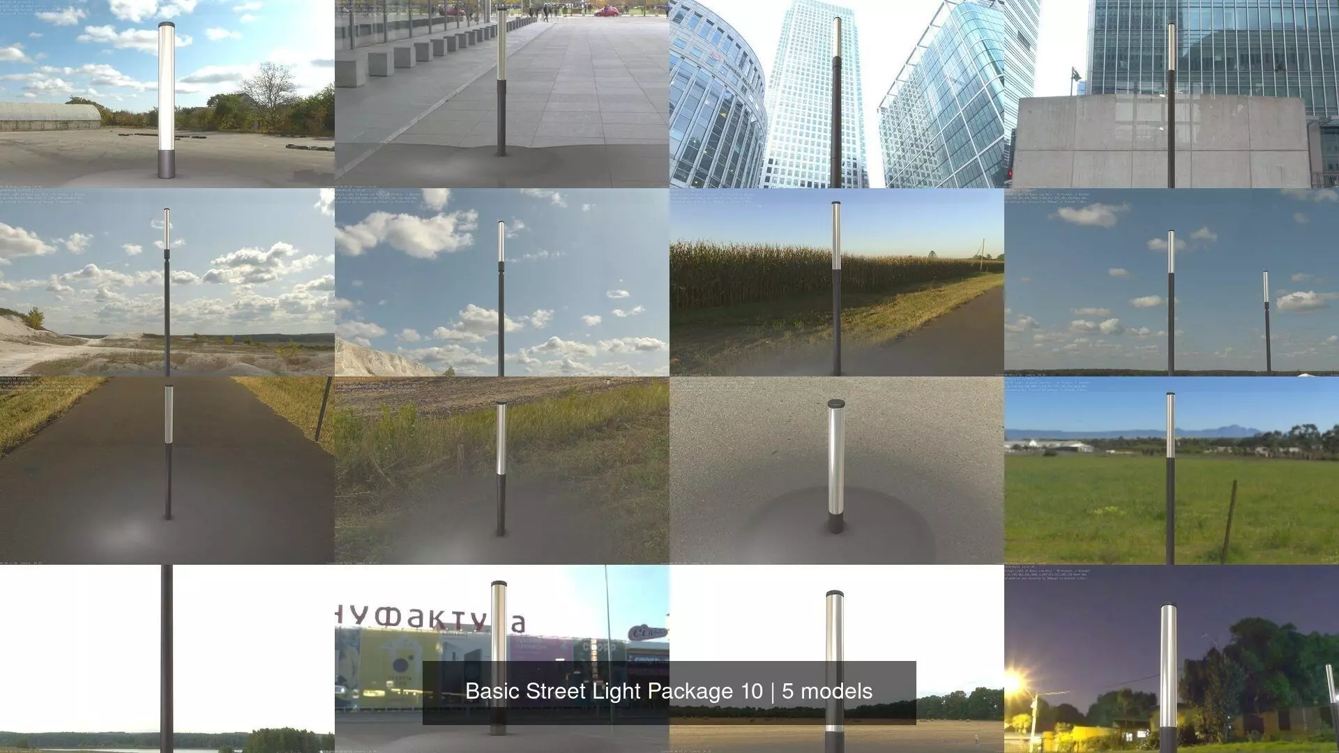 Basic Street Light Package 10 3D Model Collection_0