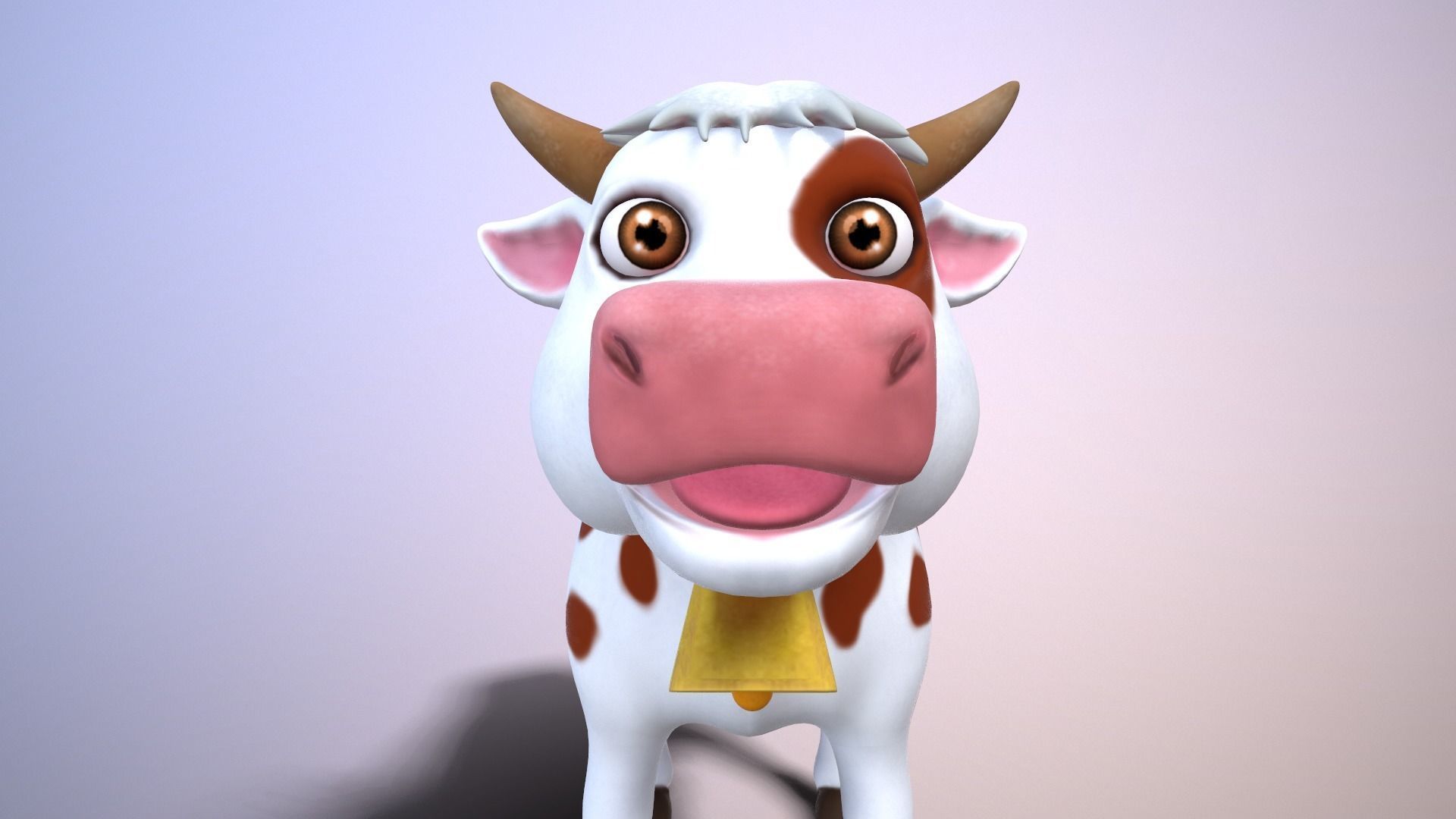 cartoon cow Low-poly 3D model_2
