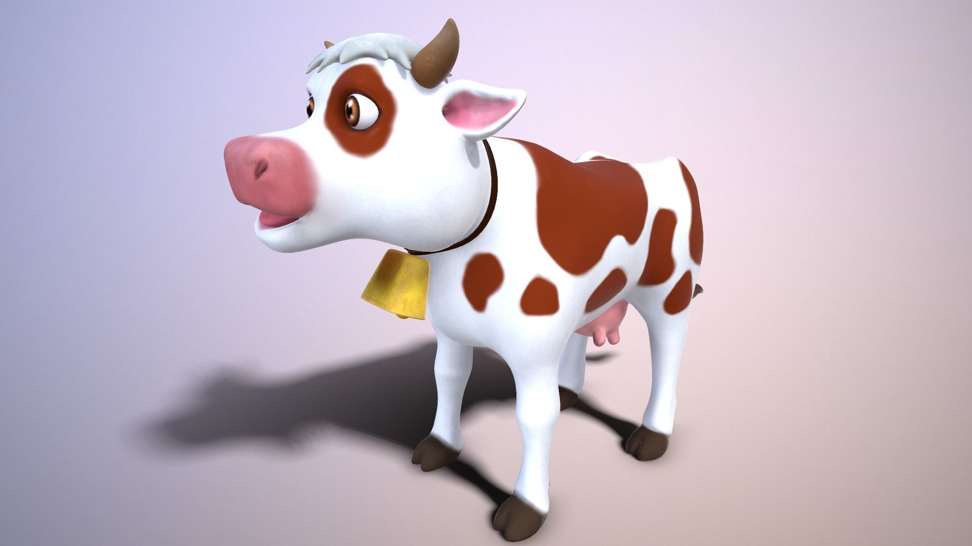 cartoon cow Low-poly 3D model_5