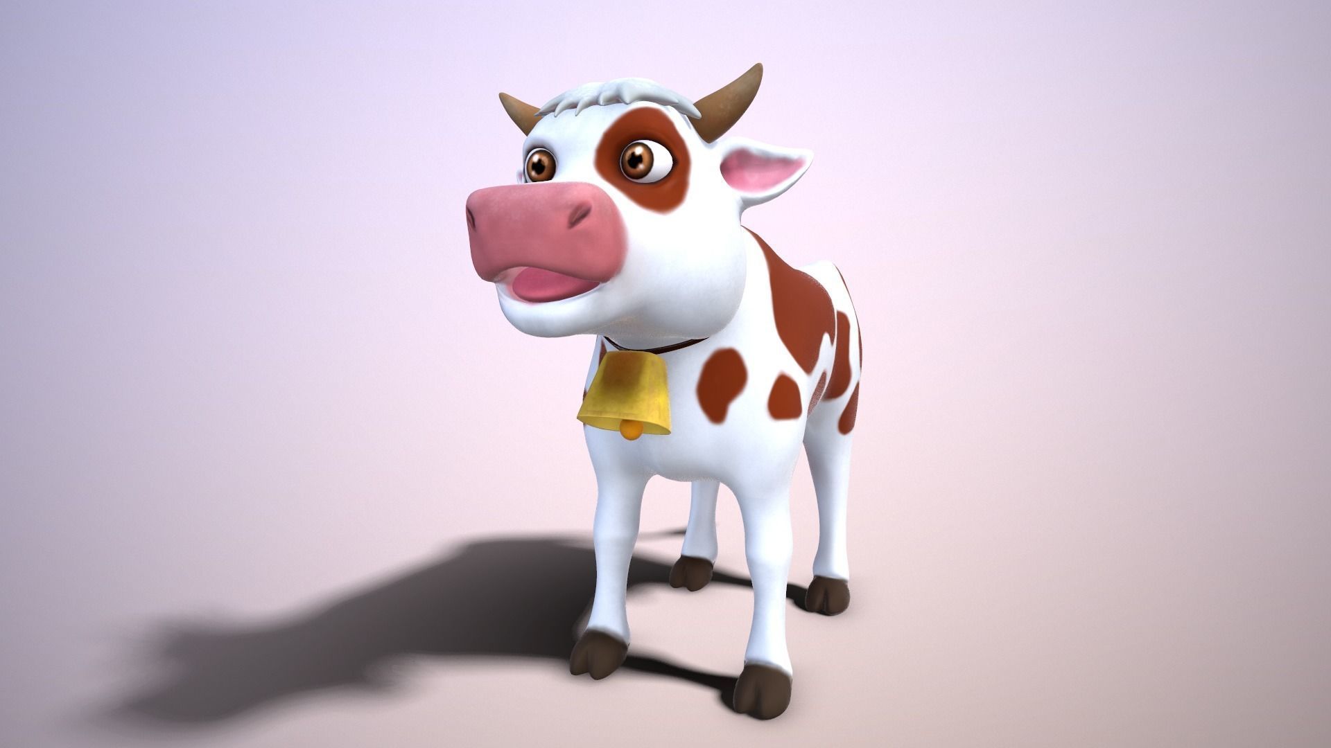 cartoon cow Low-poly 3D model_7