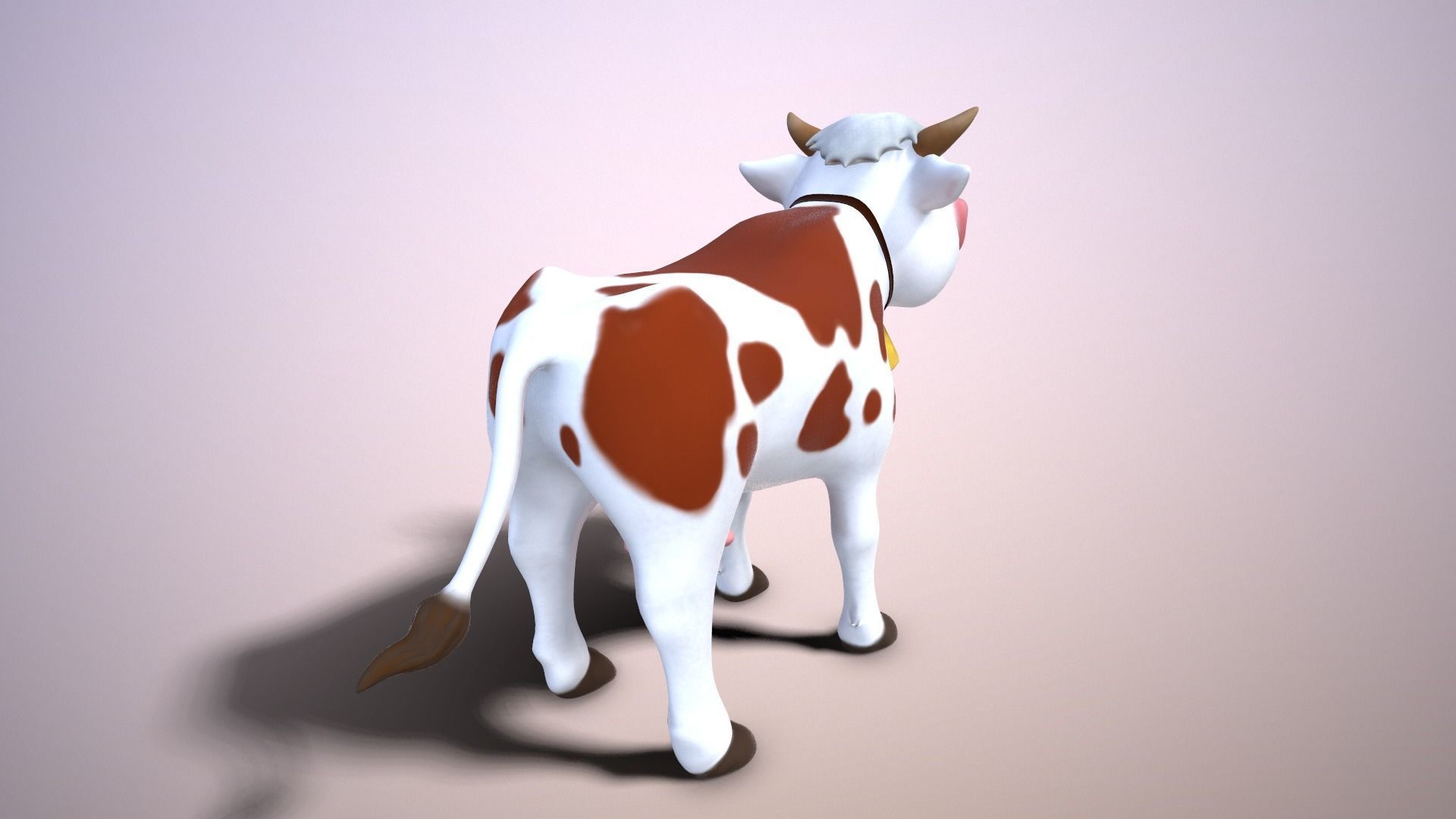 cartoon cow Low-poly 3D model_4