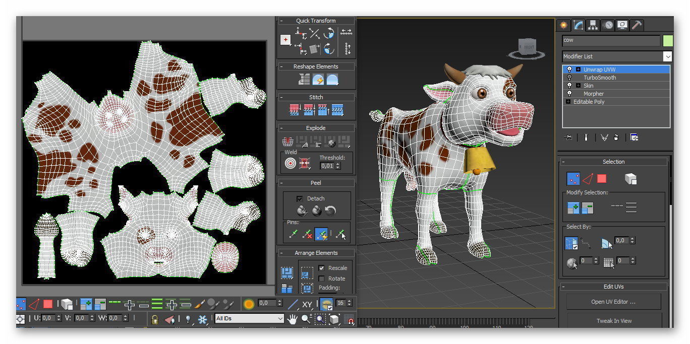cartoon cow Low-poly 3D model_11