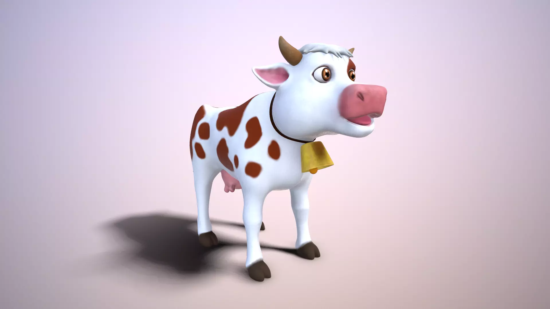 cartoon cow Low-poly 3D model_0