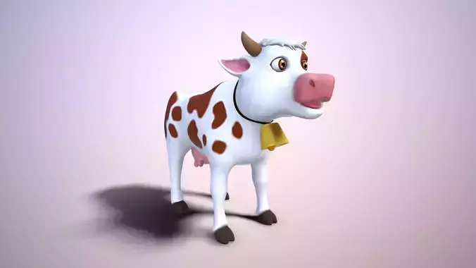 cartoon cow Low-poly 3D model