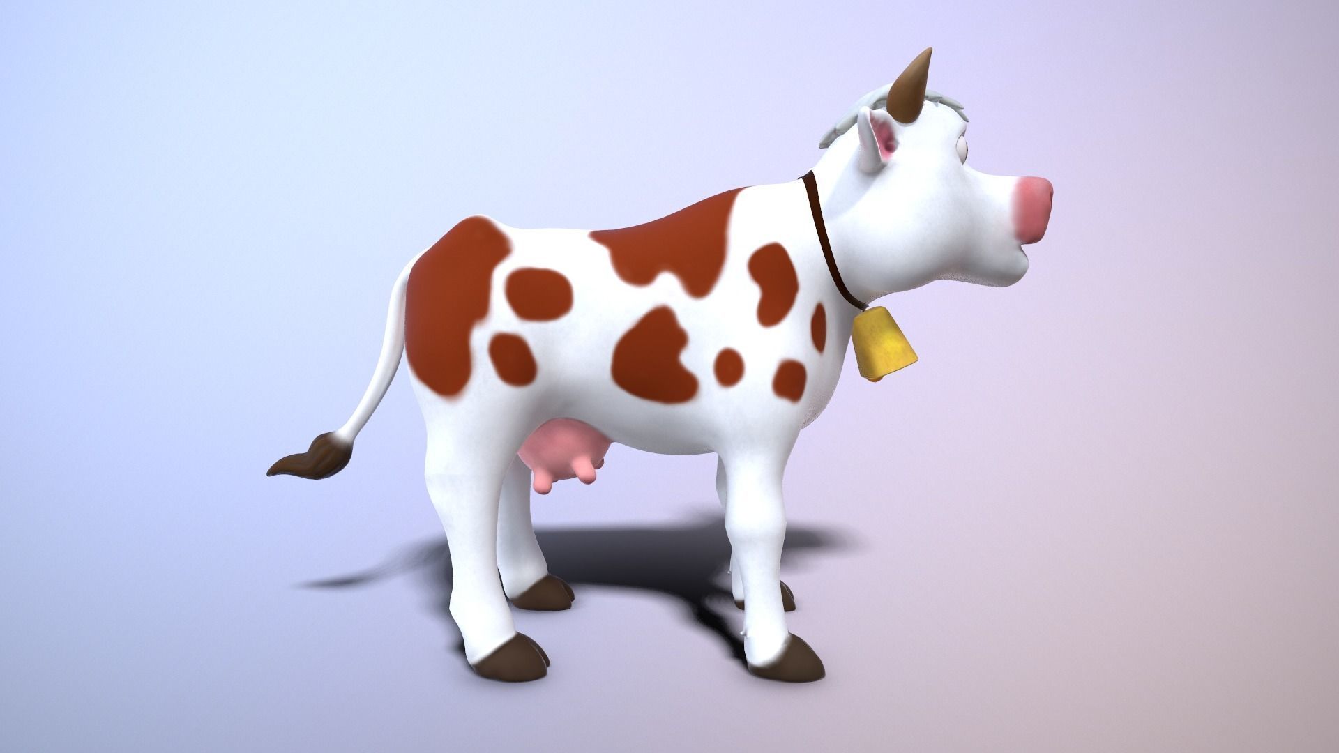 cartoon cow Low-poly 3D model_3