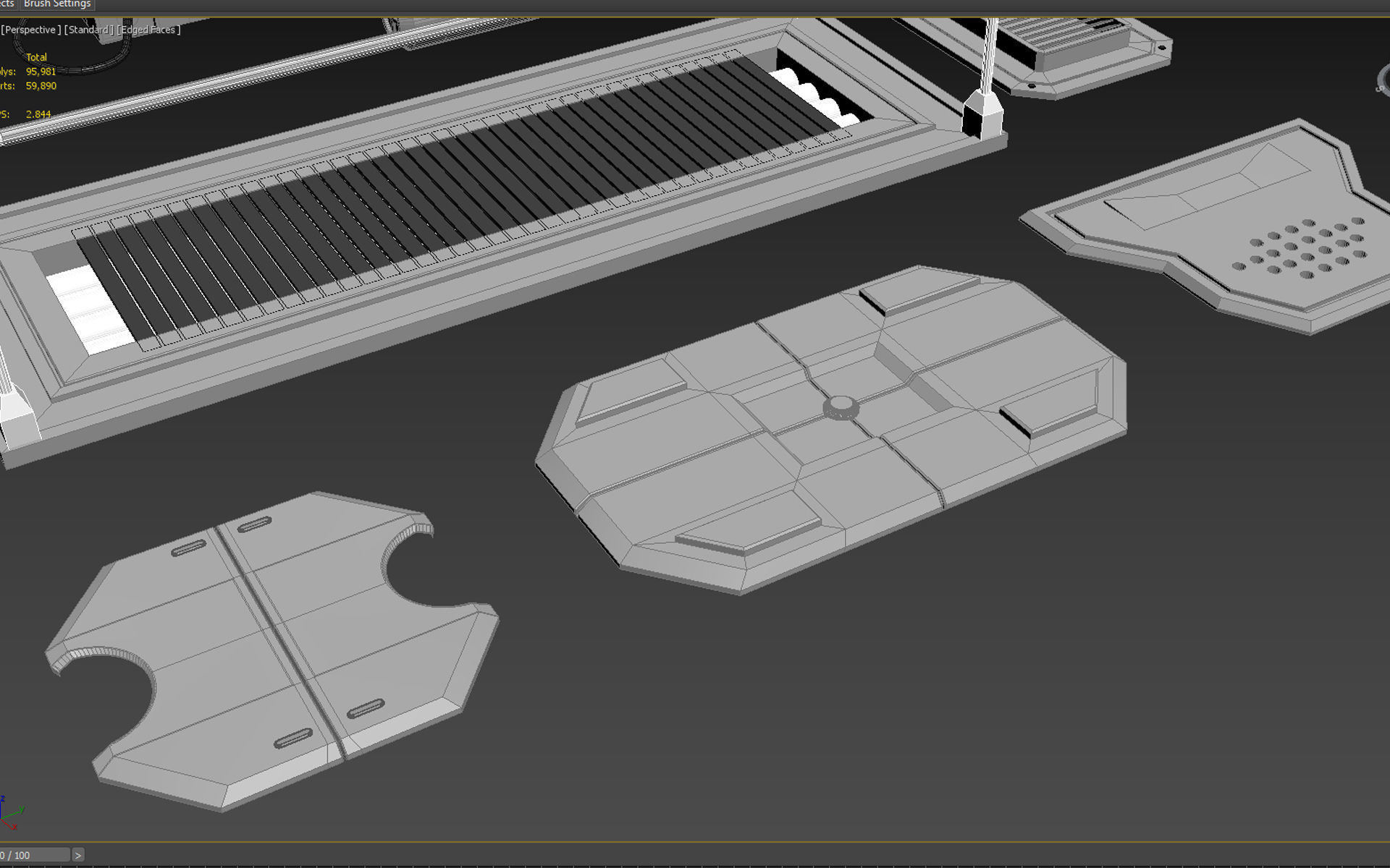 Sci-Fi Panels Kitbash pack Low-poly 3D model_11