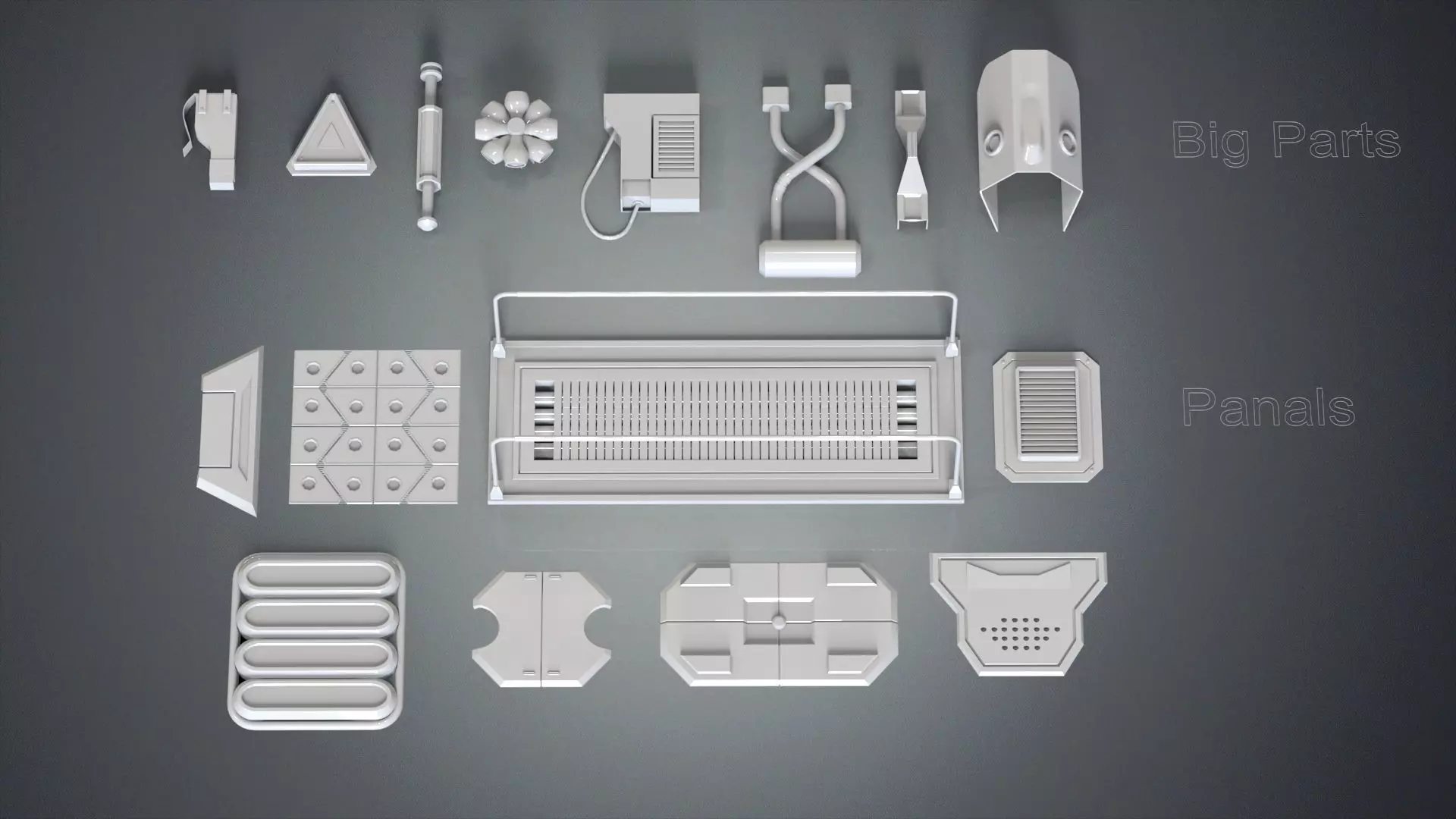 Sci-Fi Panels Kitbash pack Low-poly 3D model_0