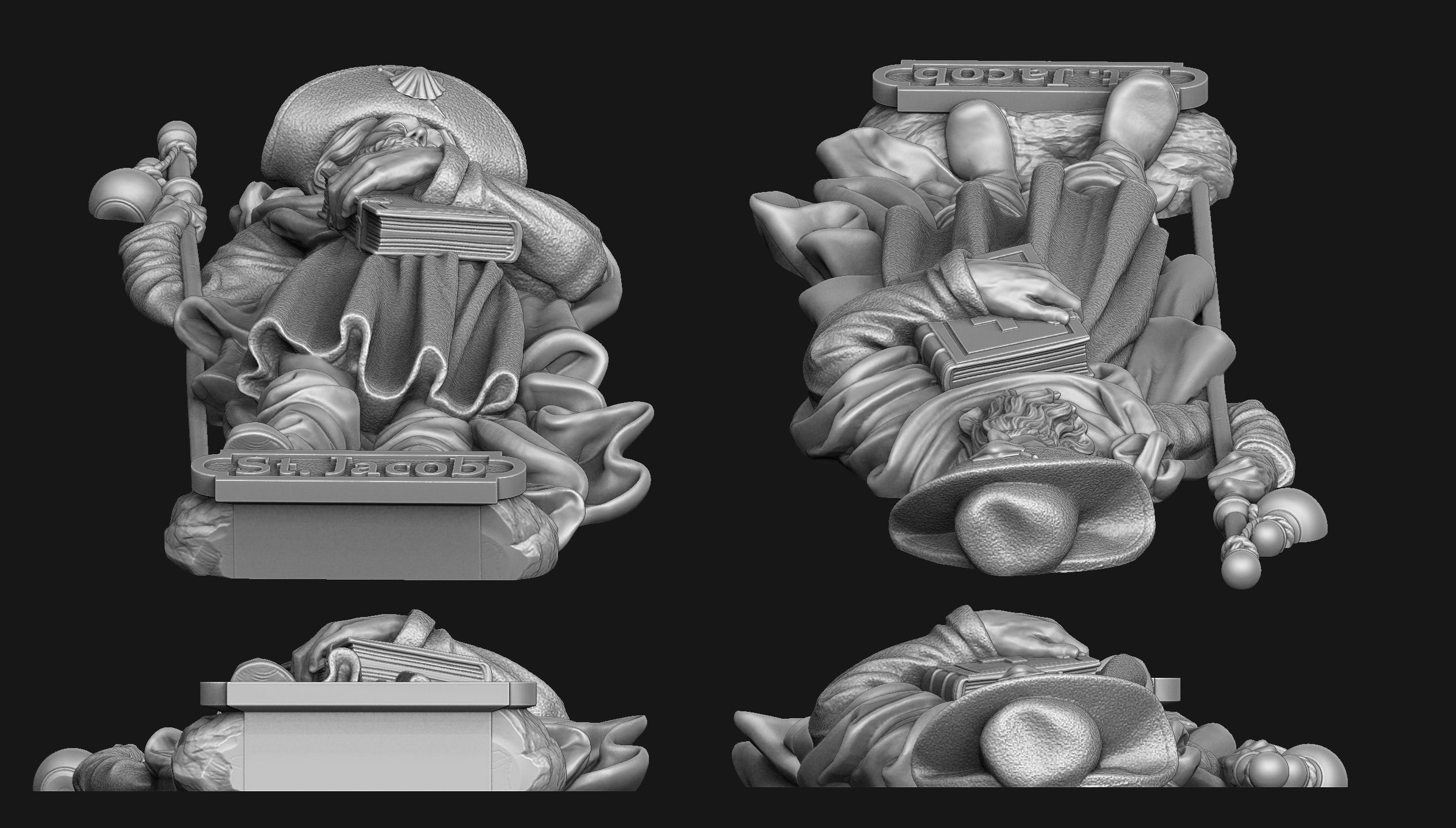 Saint Jacob Bas-Relief 3D print model_2