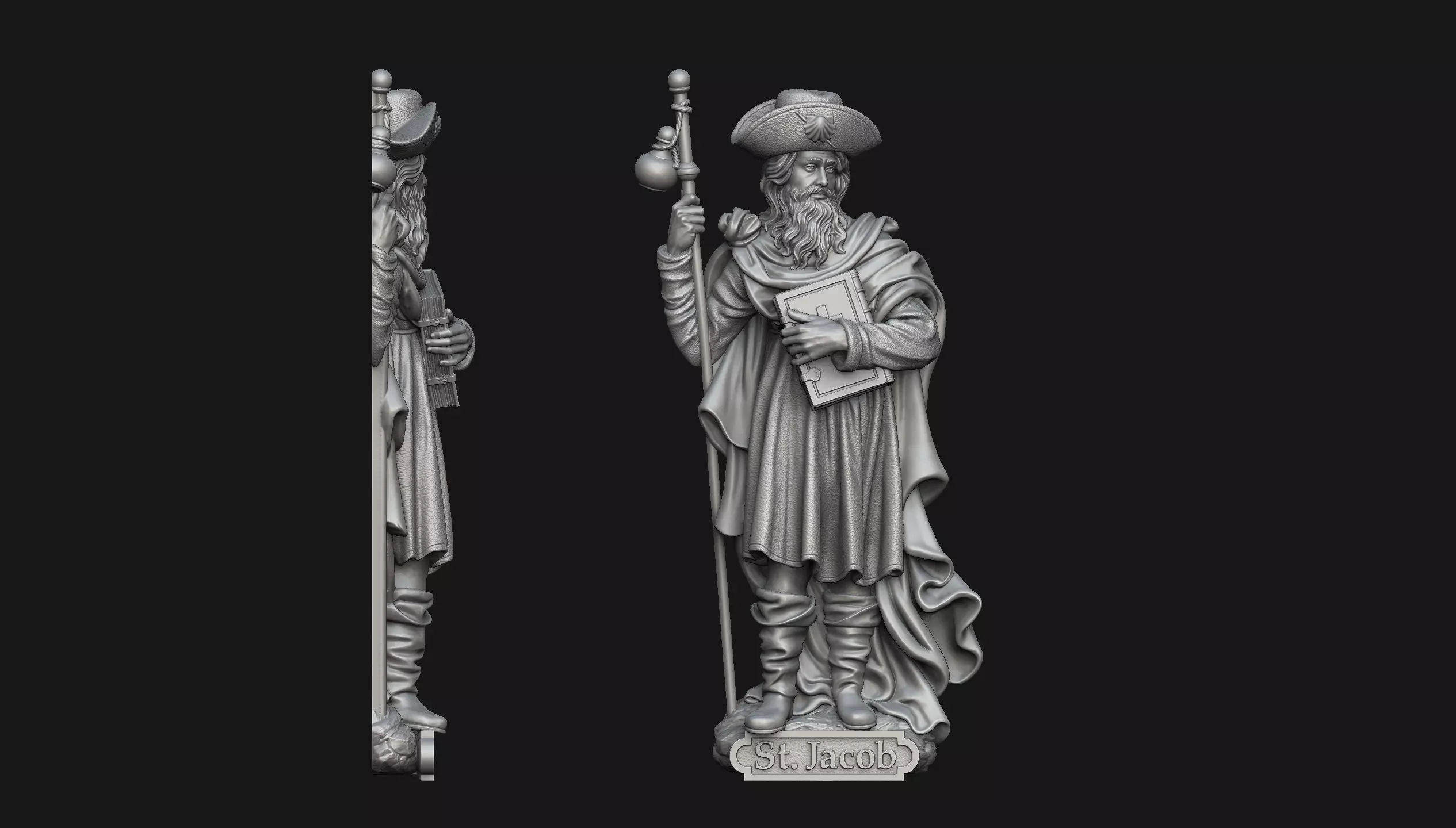 Saint Jacob Bas-Relief 3D print model_0