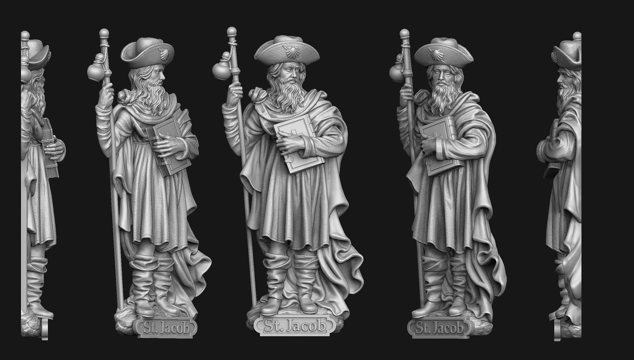 Saint Jacob Bas-Relief 3D print model_1
